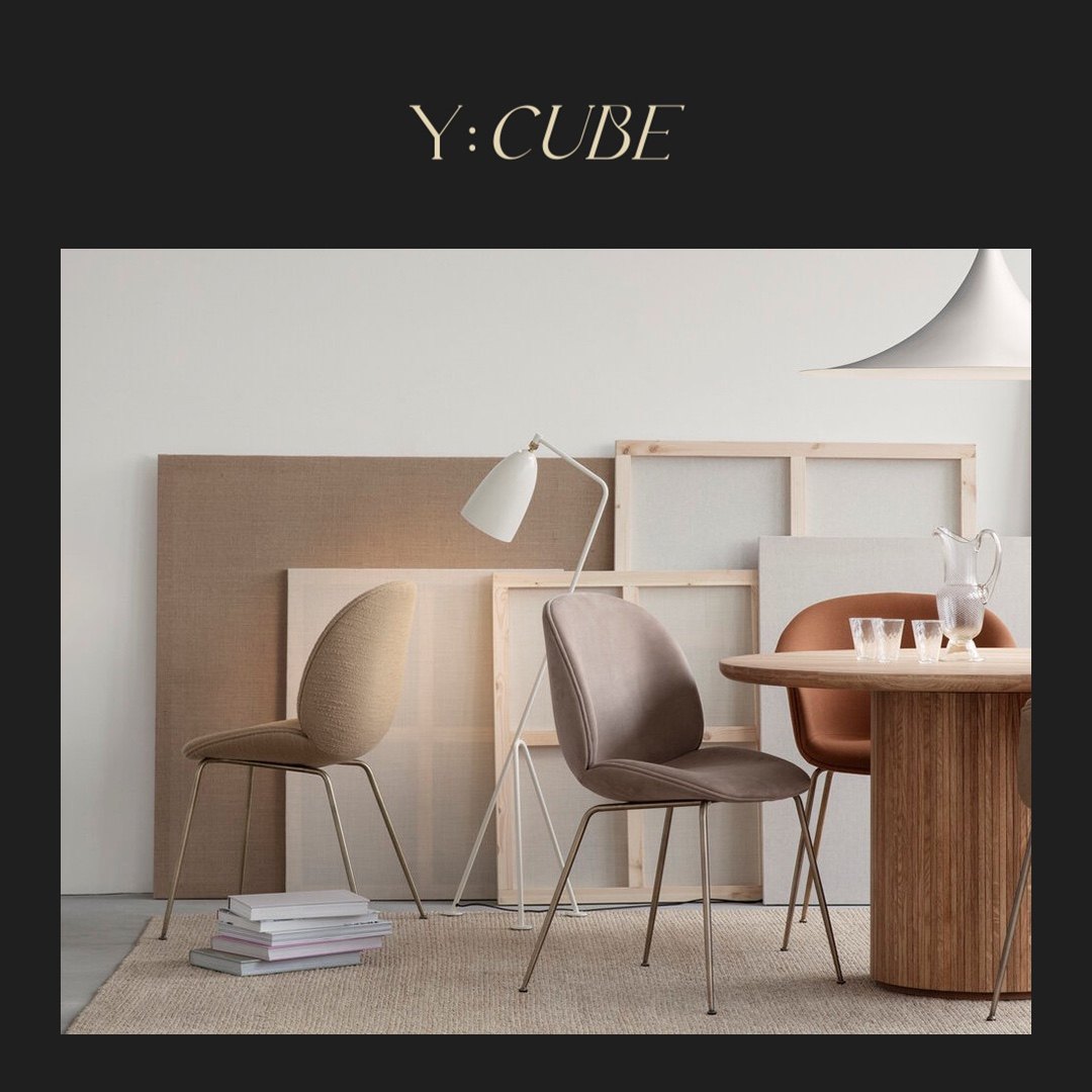 Y:CUBE丹麦进口GUBI Beetle Chair Velvet甲壳虫丝绒软包餐椅子