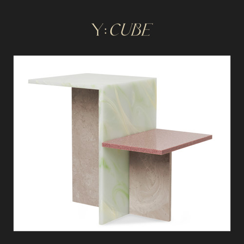 现货Y:CUBE丹麦进口ferm LIVING Distinct石材客厅边几茶几咖啡桌