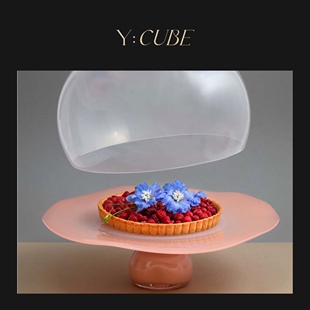 Y:CUBE丹麦进口Helle Mardahl Cake玻璃时尚圆形带盖蛋糕甜品托盘