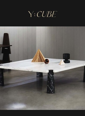 现货Y:CUBE意大利进口Agapecasa Eros白色黑色石材造型明星同款桌