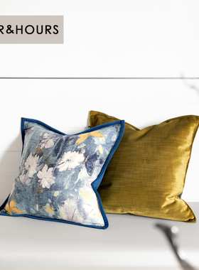 轻奢设计师软装抱枕印象蓝花卉抱枕沙发客厅方靠枕定制床头靠垫