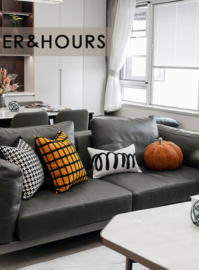 样板房设计师款千鸟格南瓜抱枕现代轻奢气质黄色沙发床上抱枕靠垫