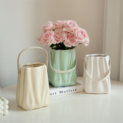 客厅周周高级感白色陶瓷花瓶摆件