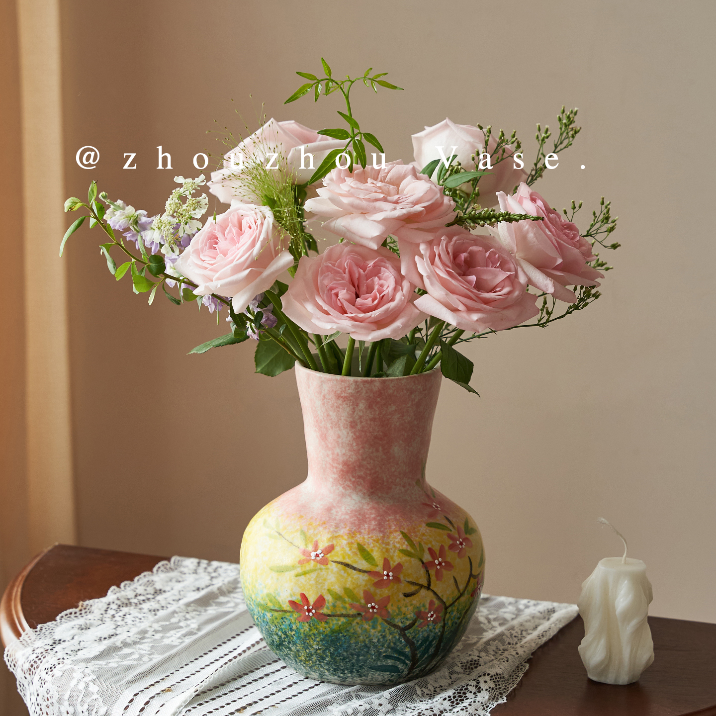 景德镇手绘花瓶高级感复古陶瓷