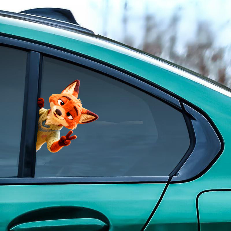 疯狂动物城探头比耶汽车装饰贴三角窗贴纸可爱动漫风车贴防水