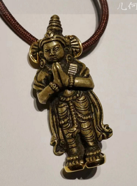 【几何】17世纪帕拉风格随身佛吊坠项链 全品k金随身老物佛像3698