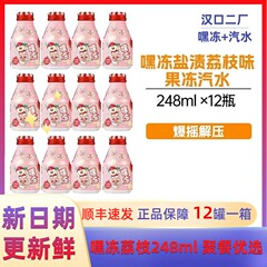 新日期汉口二厂嘿冻汽水盐渍荔枝果冻饮料248ml*12罐整箱果味饮料