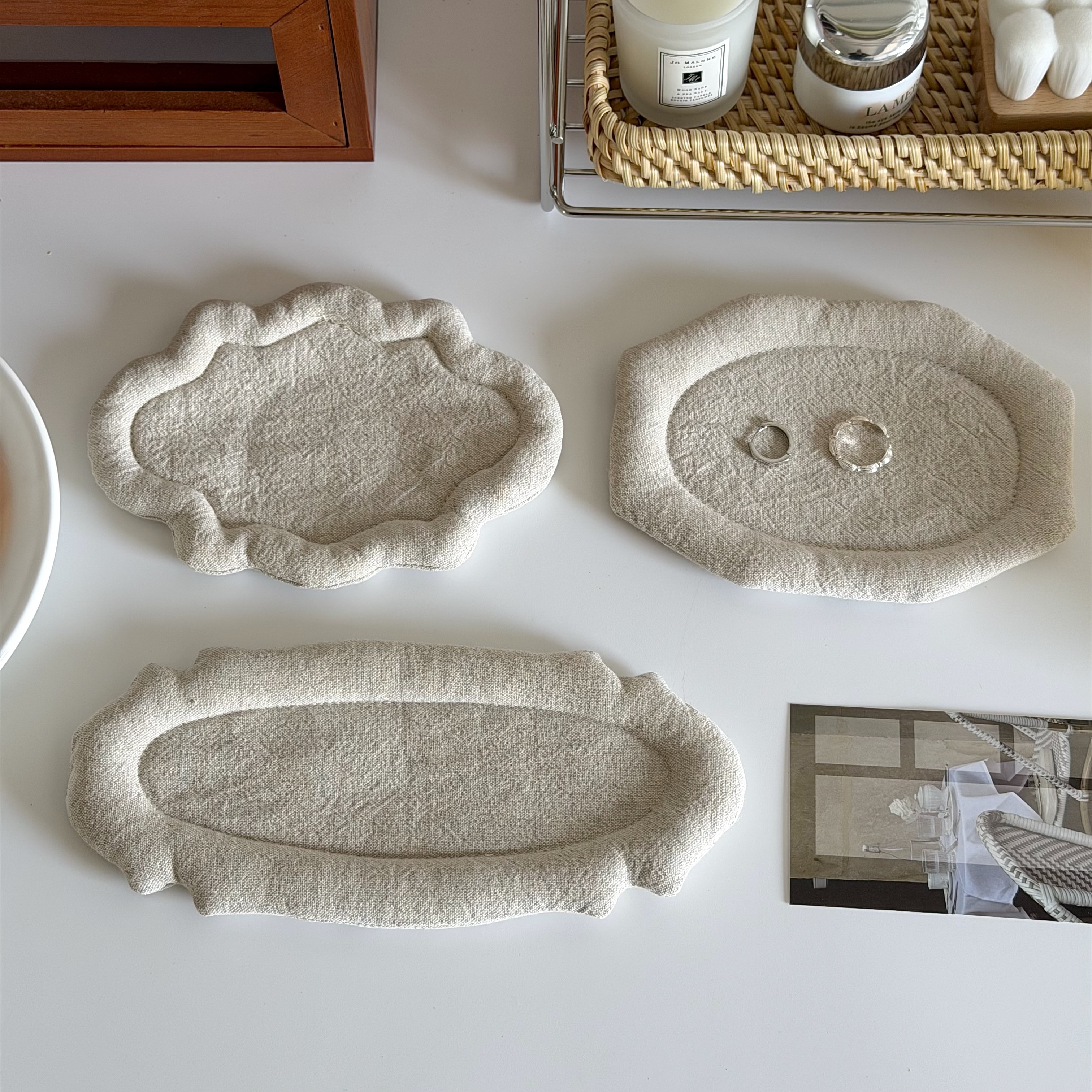 日式素色花边餐垫简约复古棉麻布艺刀叉餐具垫咖啡水杯垫防烫桌垫