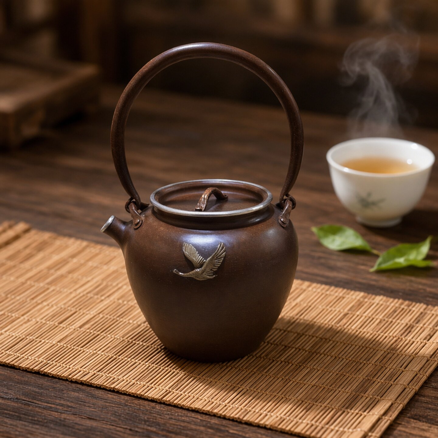 日式复古全手工紫铜茶壶做旧提梁壶功夫茶具内置滤网泡家用茶壶
