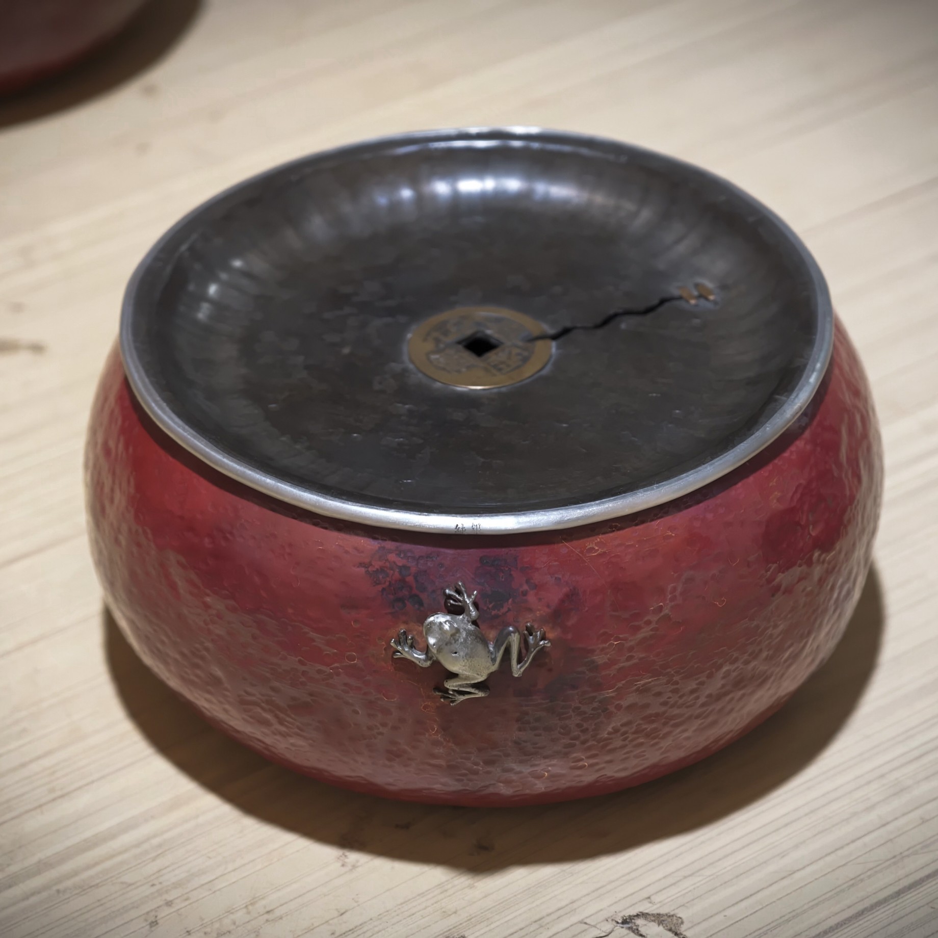 复古紫铜纯锡盖过滤建水茶洗