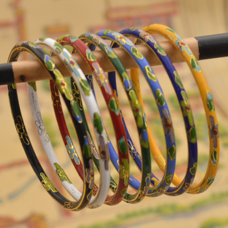 库存老货实地圆棍细款景泰蓝掐丝