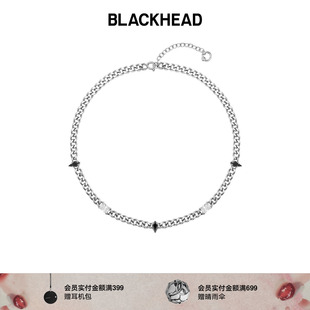 【敖瑞鹏吴磊同款】BLACKHEAD/黑头新月骑士系列骑士异形锆石项链