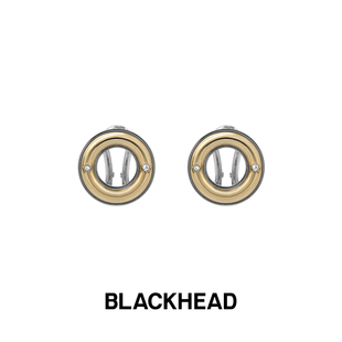 小眾設計感金銀拼色口哨糖耳夾耳飾情侶款 男女 黑頭新款 BLACKHEAD