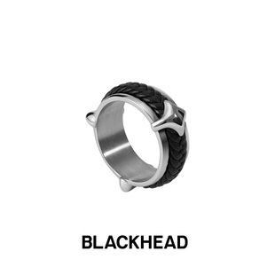 【柳冈旻同款】BLACKHEAD/黑头黑胶浪潮系列尖刺编织宽戒指个性