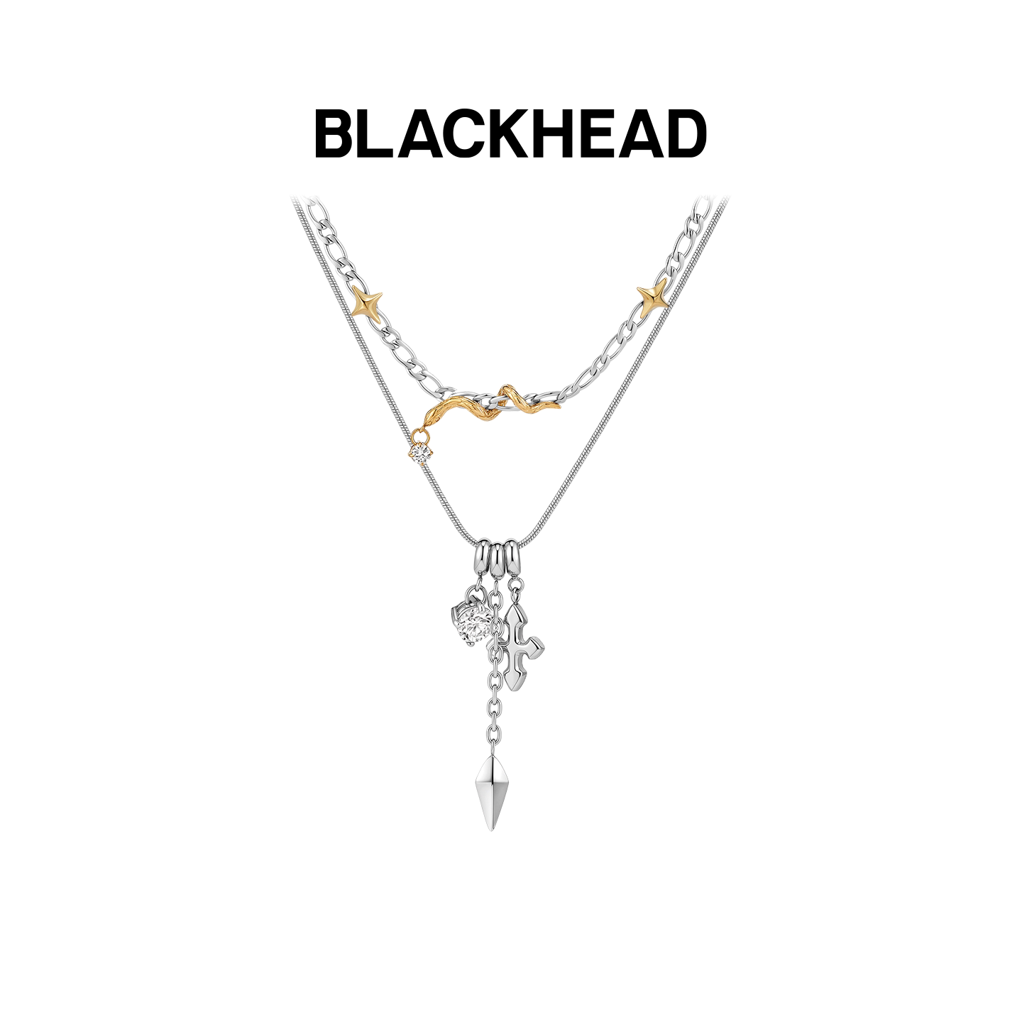 【明星同款】BLACKHEAD/黑头职场新魔法系列芒星小蛇双层项链