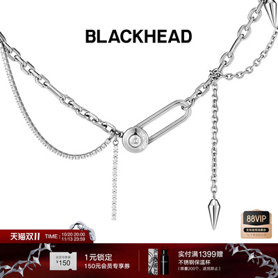 【周深同款】BLACKHEAD/黑头黑胶浪潮系列骨碟缠绕双层项链七夕礼