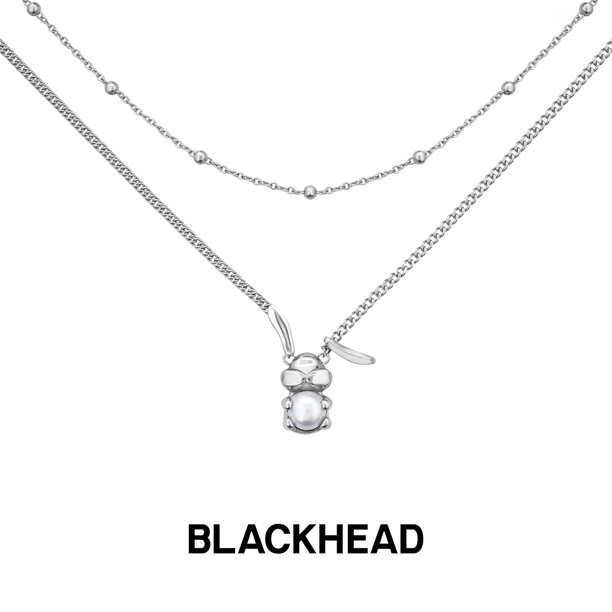 BLACKHEAD情侣珍珠兔双层毛衣链