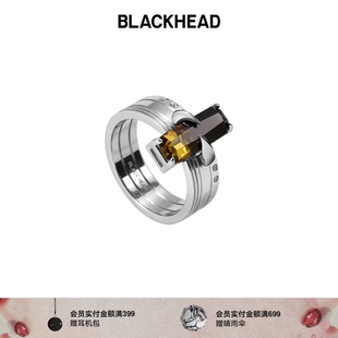【银赫同款】BLACKHEAD/黑头黑胶浪潮骨碟纹渐变戒指简约