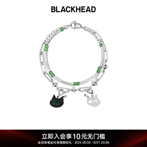 BLACKHEAD猫咪吊坠情侣双层手链