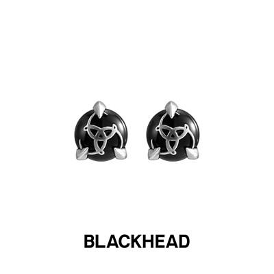 【汪苏泷同款】BLACKHEAD/黑头S925银叁蛇环黑玛瑙耳钉男女耳钉