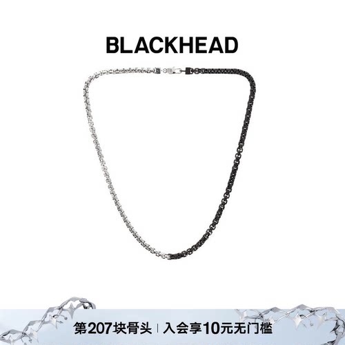 黑银拼色钛钢链条项链