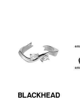 BLACKHEAD/黑头出逃舞会系列花色钻饰绶带戒指个性朋克原创设计
