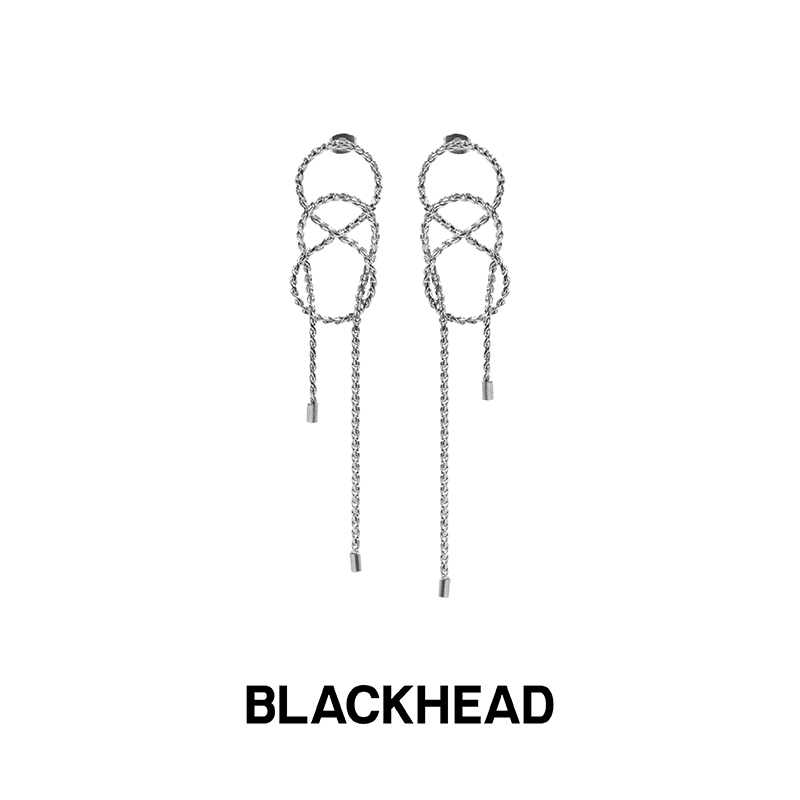 设计师链条钛钢长款耳环