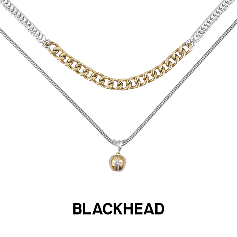 黑头立体双侧吊坠项链