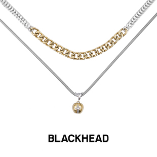 黑头新款 吴磊同款 BLACKHEAD 素吊坠双层项链520 立体苹果元