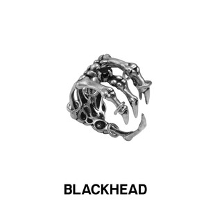 BLACKHEAD/黑头S925银骷髅手戒指原创设计夸张造型个性多层万圣节