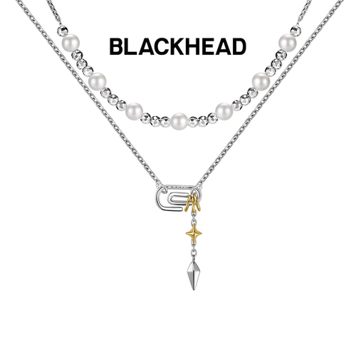 BLACKHEAD曲别针仿珍珠双层项链
