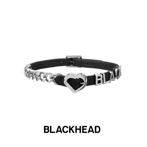 BLACKHEAD爱心皮革金属拼接项圈
