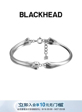 BLACKHEAD/黑头S925银拼接骨骼手镯原创设计个性手链女