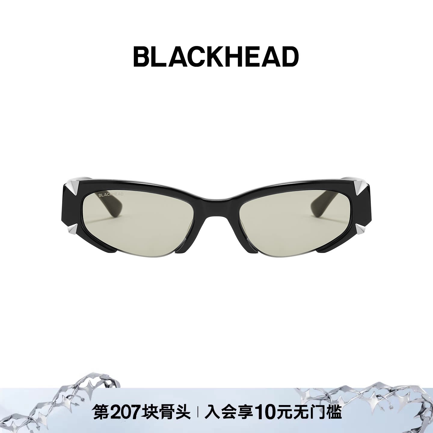 【陈粒同款】BLACKHEAD/黑头惊蜕系列方形半框墨镜（黑色）图片