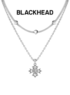 【卓沅同款】BLACKHEAD/黑头出逃舞会系列十字花双层项链简约