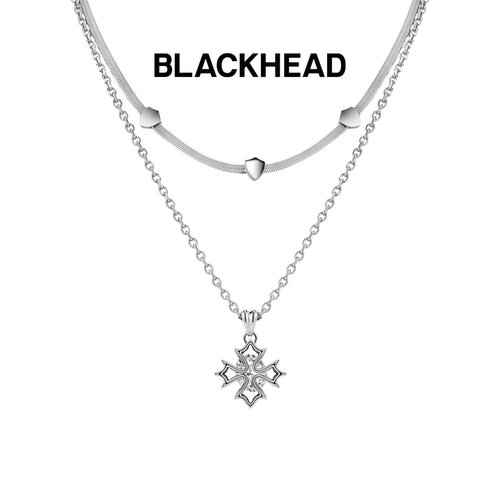 【卓沅同款】BLACKHEAD/黑头出逃舞会系列十字花双层项链简约