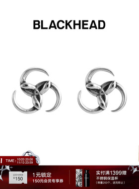 BLACKHEAD/黑头S925银叁蛇环耳钉耳环原创设计个性朋克女