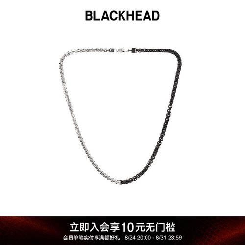 黑银拼色钛钢链条项链