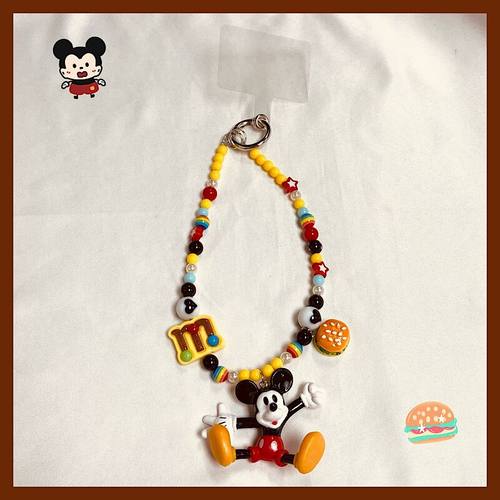 Clove 趣味M豆米奇链短款手腕挂绳彩色串珠壳挂件钥匙链