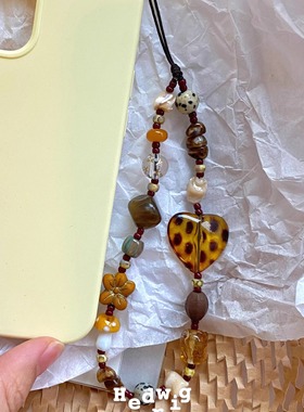 琥珀硬糖秋冬美拉德氛围长款链ins风棕色系ccd链