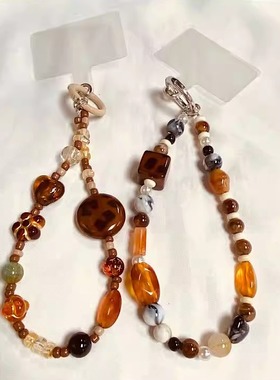 海盐琥珀 手工自制链捷克琉璃串珠美拉德秋冬ccd链