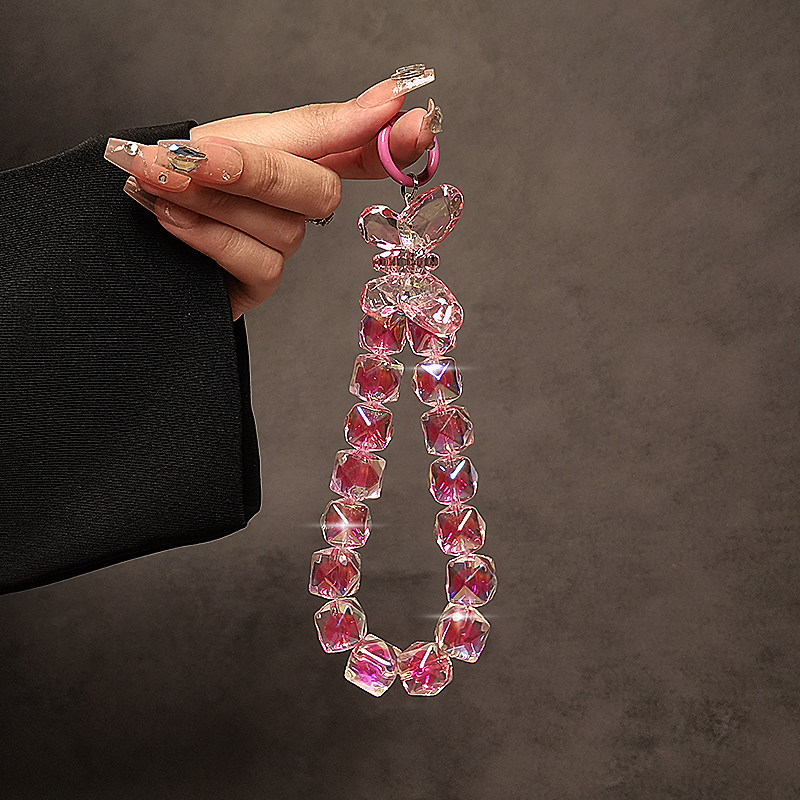 个性创意蝴蝶串珠手提链手腕短挂绳带夹片壳钥匙扣包包挂件潮,3C数码配件,手机挂件/手机链,淘宝优惠券,粉丝福利购,淘宝优惠卷