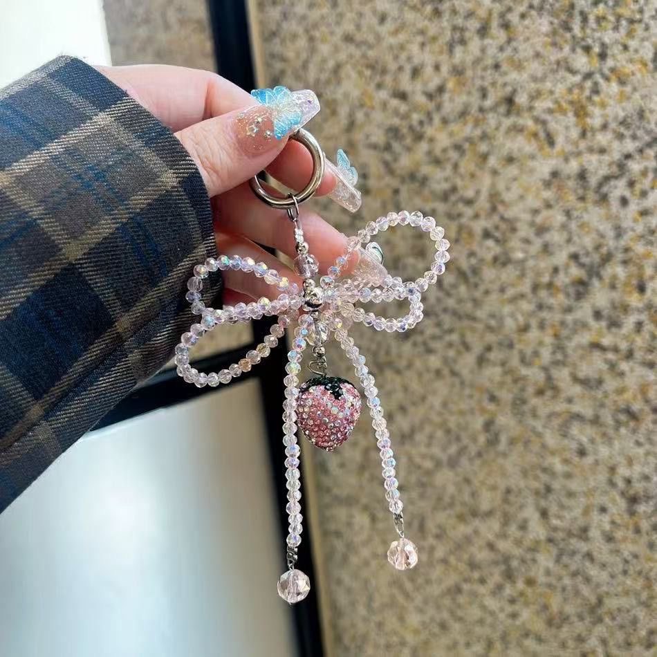 蝴蝶结链ins串珠链条挂绳少女钥匙扣新款挂饰挂件包包链