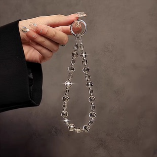 奢华高级感灰水晶串珠手提链手腕短挂绳壳汽车钥匙扣包包挂件