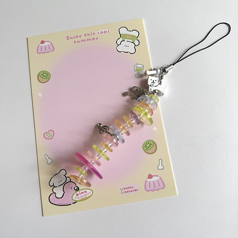 ins韩国小众彩色圆圈小狗挂件装饰个性创意新款可爱链条挂链