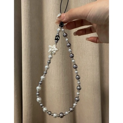 少女心落霞珍珠星星挂绳暮夜珍珠典雅珍珠饰品链ins爱心挂绳女