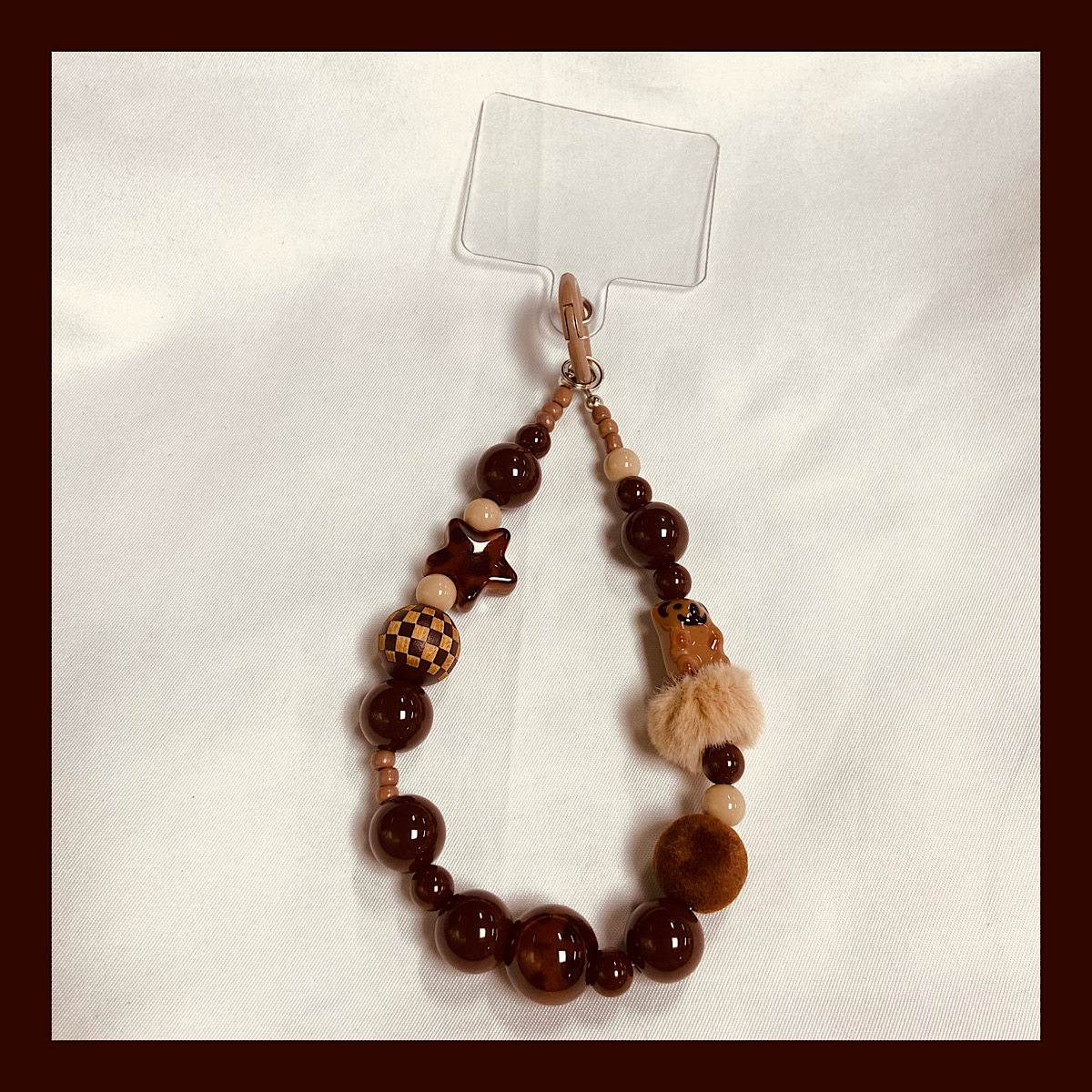 秋冬氛围美拉德风豹纹小熊棕色串珠挂绳链条便携手腕带挂链,3C数码配件,手机挂件/手机链,淘宝优惠券,粉丝福利购,淘宝优惠卷