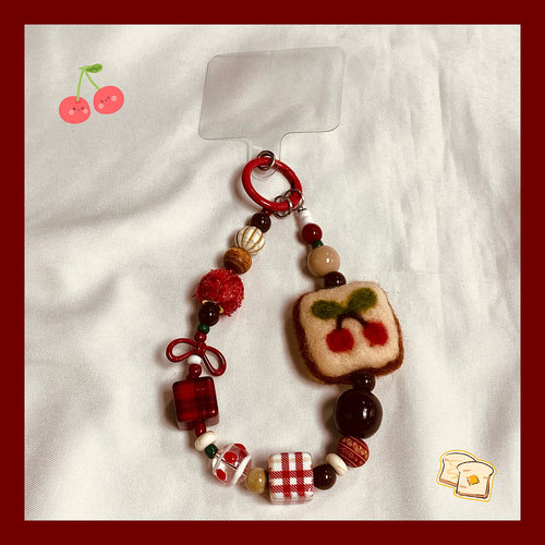 爱吃小樱桃链手工制作羊毛毡串珠链条通用挂件秋冬挂饰