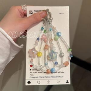 ins韩系立体晕染星星钥匙扣挂饰包包挂饰链条甜美百搭高级链