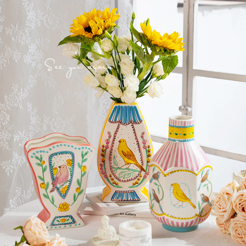 陶瓷手绘桌面花瓶水培插花器